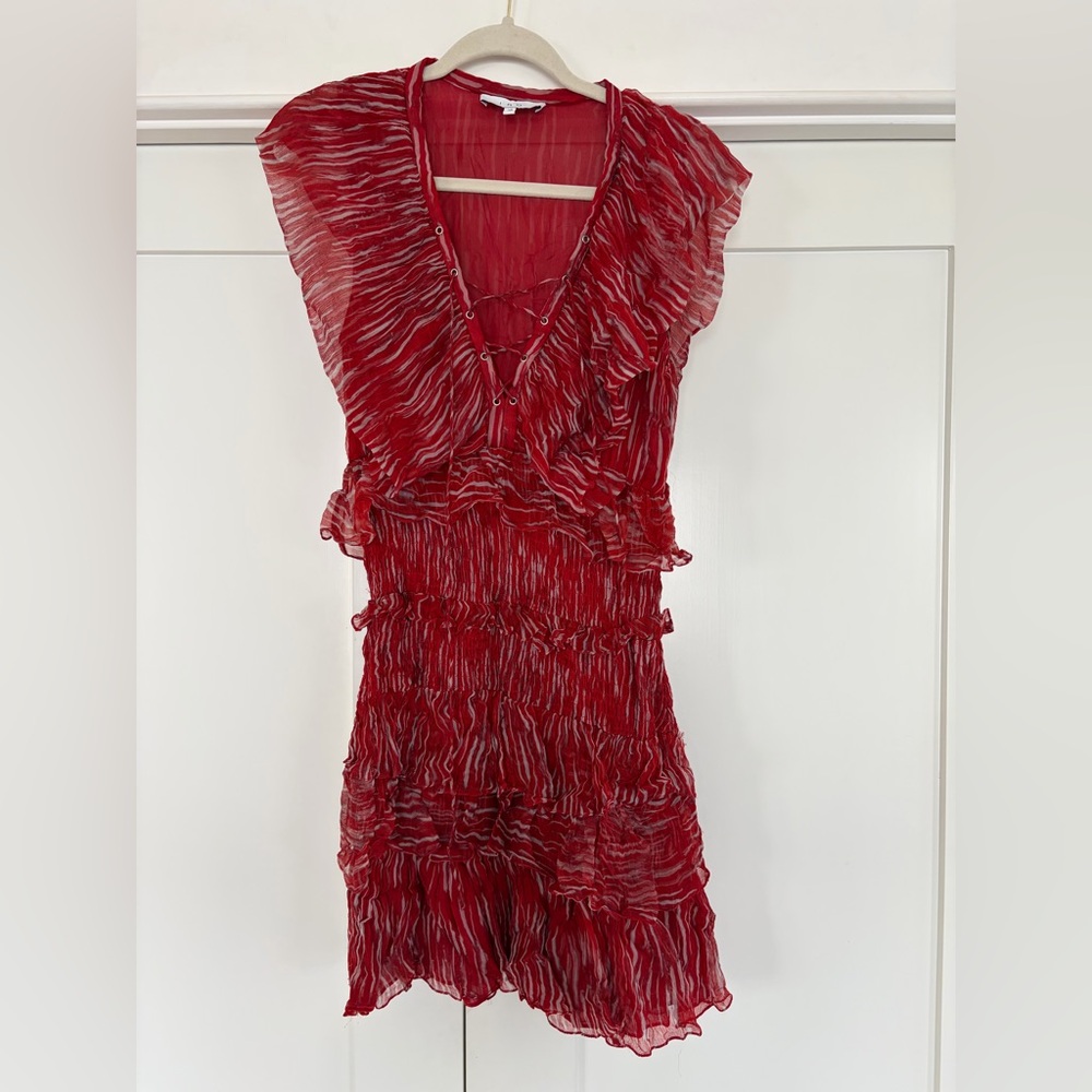 IRO Red Ruffled Mini Dress